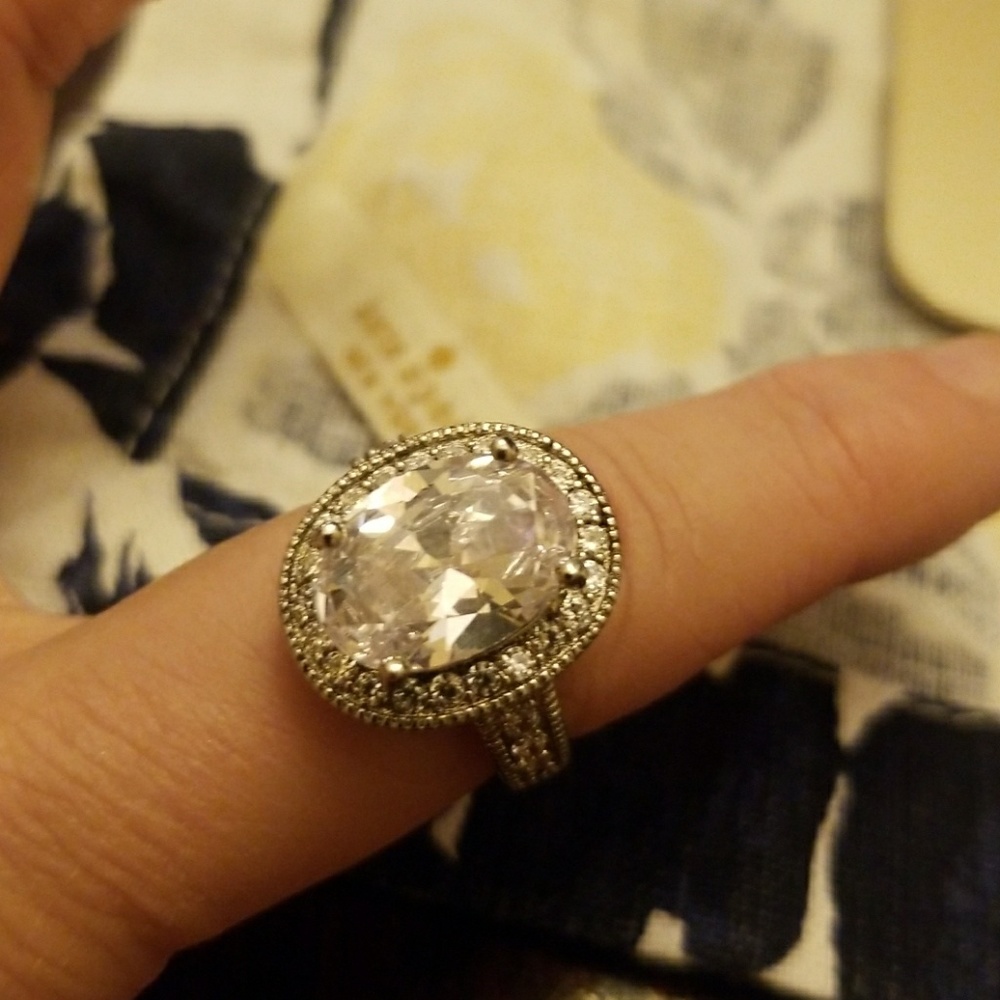 Diamond Synthetic CZ Reflective Ring .925 - Picture 1 of 7